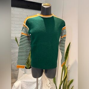 Rare Vintage Demetrius Green & Yellow with spiders design Sweater 100% wool